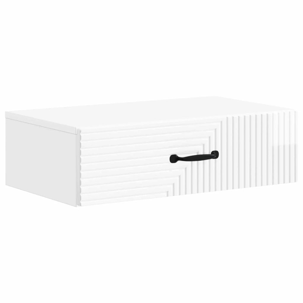 Tavolino da Parete Laterale Bianco Lucido 59 x 34,5 x 17 cm 898659