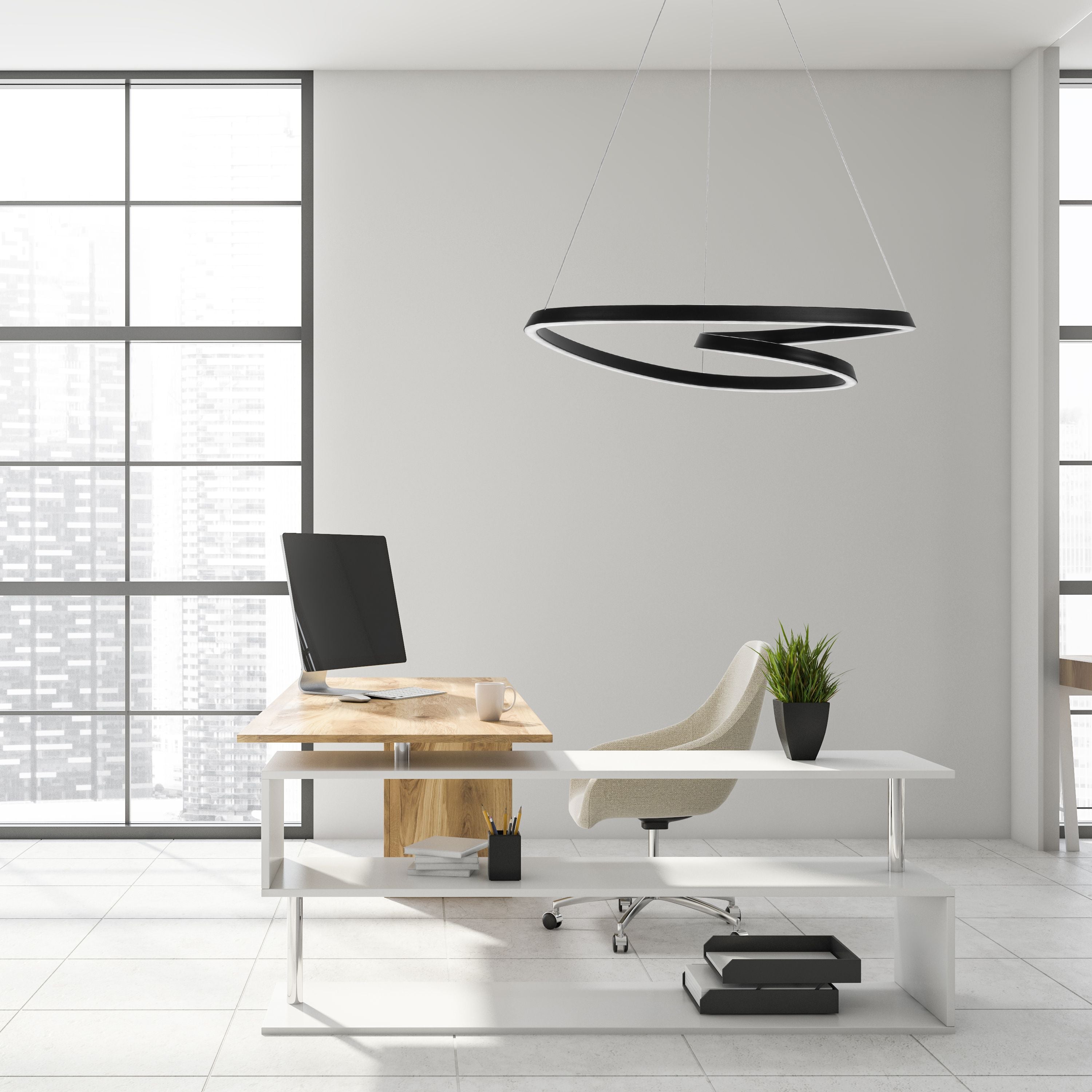 Lampada Da Soffitto Pensile Ring Moderno Led+telecomando App796-cp Cromo