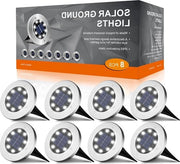 Illuminazione esterna a energia solare - Lampade solari per esterno 8 ore di funzionamento 600 mAh illuminazione del pavimento a energia solare IP65 impermeabile 8 led illuminazione solare per giardino prato vialetto terrazza bianca 8 pezzi