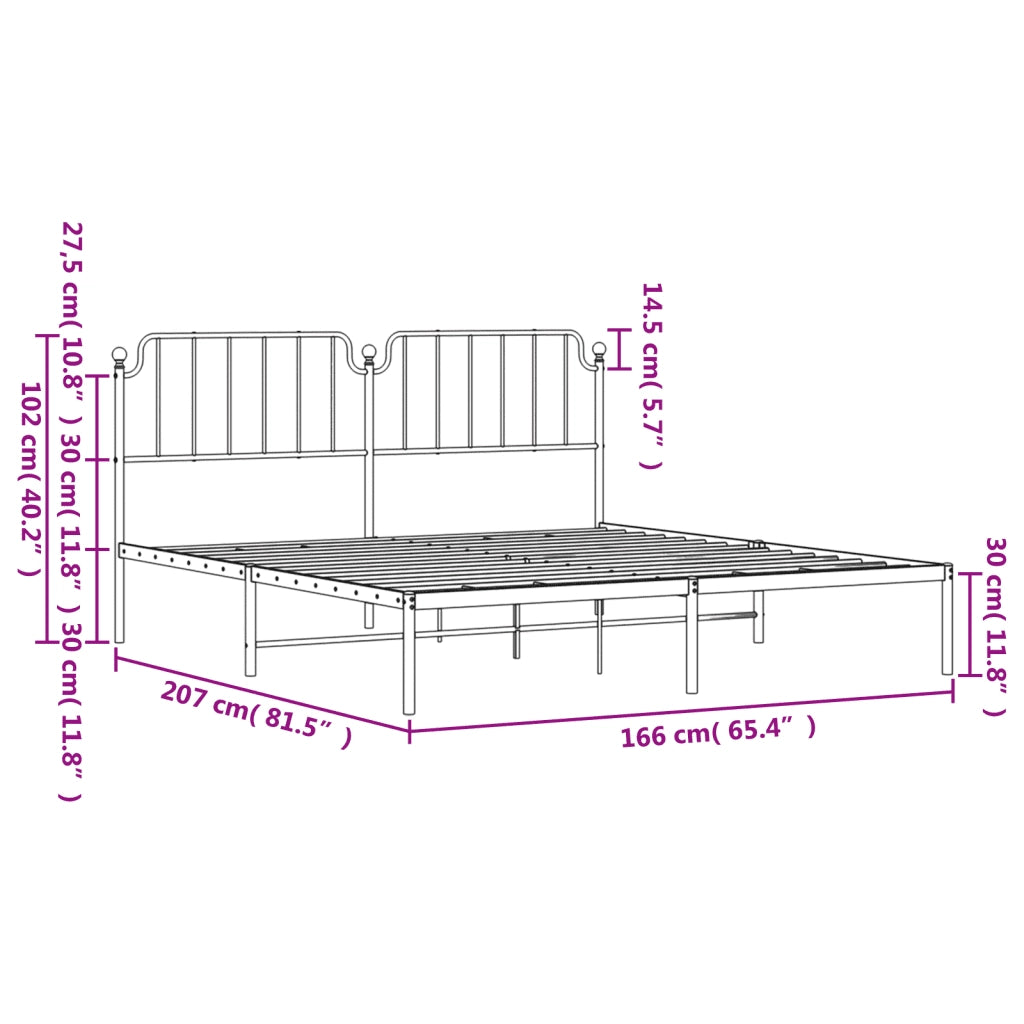 Giroletto con Testiera-Struttura Letto con testiera Metallo Bianco 160x200 cm 801843
