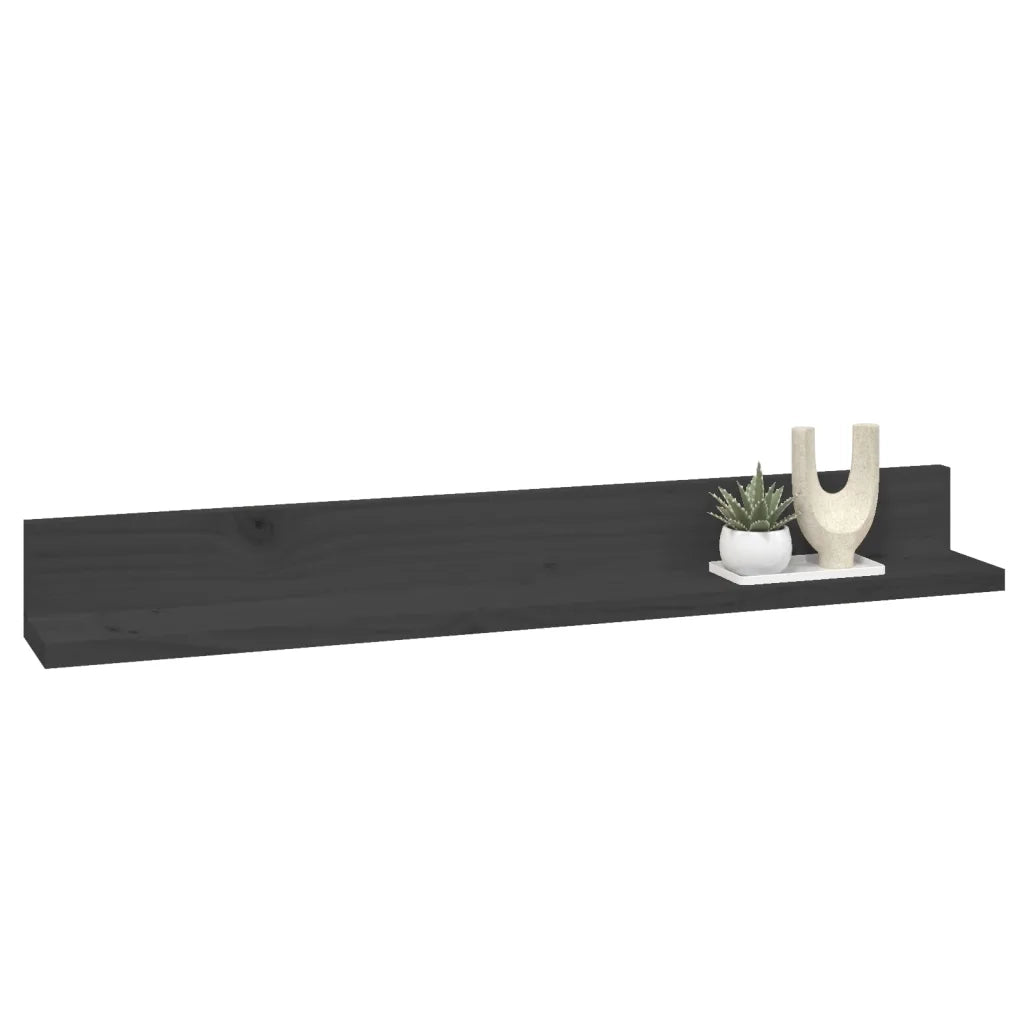 Mensole da Parete 2 pz Grigio 80x11x9cm Legno Massello di Pino 823606