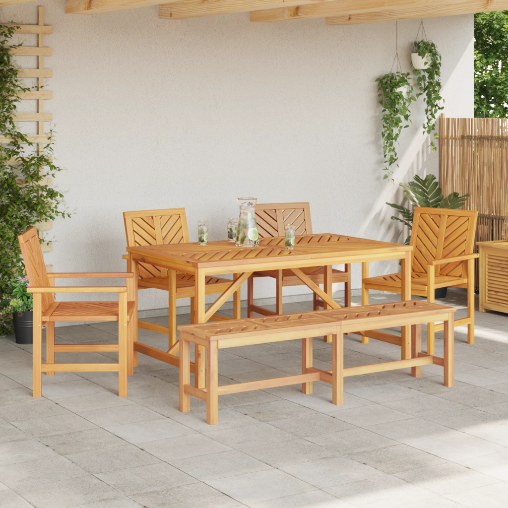 Set da pranzo per giardino 5 pezzi in legno massello di acacia