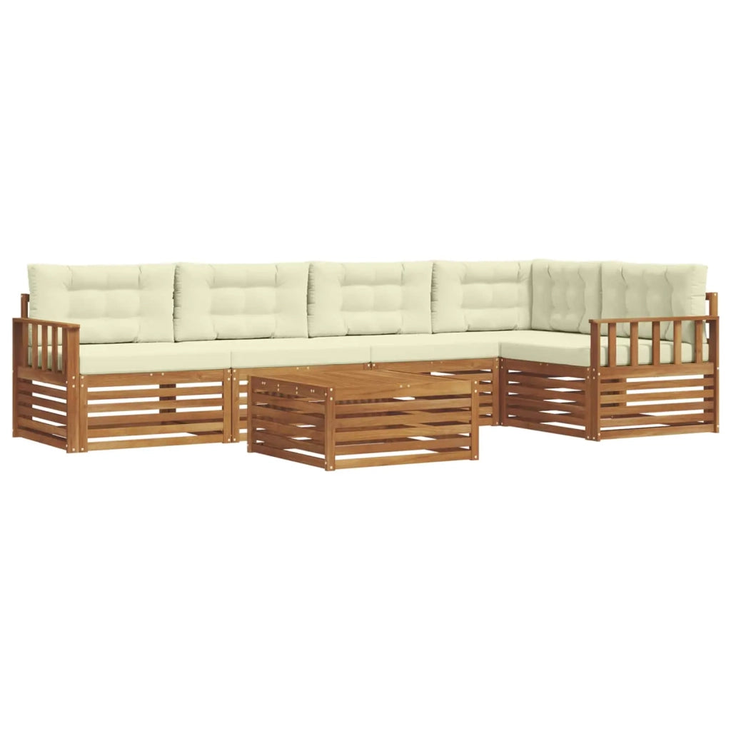 Set di divani da esterno con cuscino 6 pcs Naturale e Crema