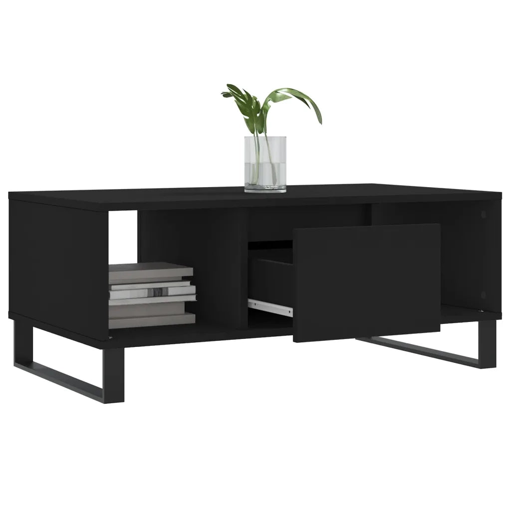 Tavolino da Salotto Nero 90x50x36,5 cm in Legno Multistrato 830597