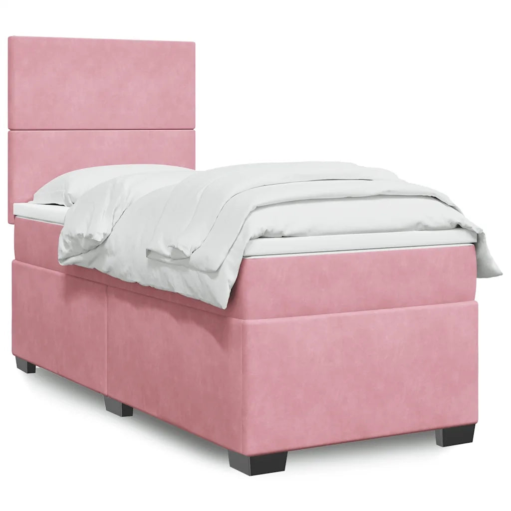 vidaXL Giroletto a Molle con Materasso Rosa 90x190 cm in Velluto