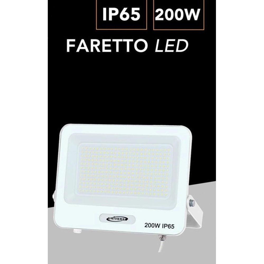 Trade Shop - Faro Proiettore Smd Led Floodlight 200 W Slim Ip65 Luce 3000k 4000k 6500k Ek05-200w - Bianco-bianco Caldo      -