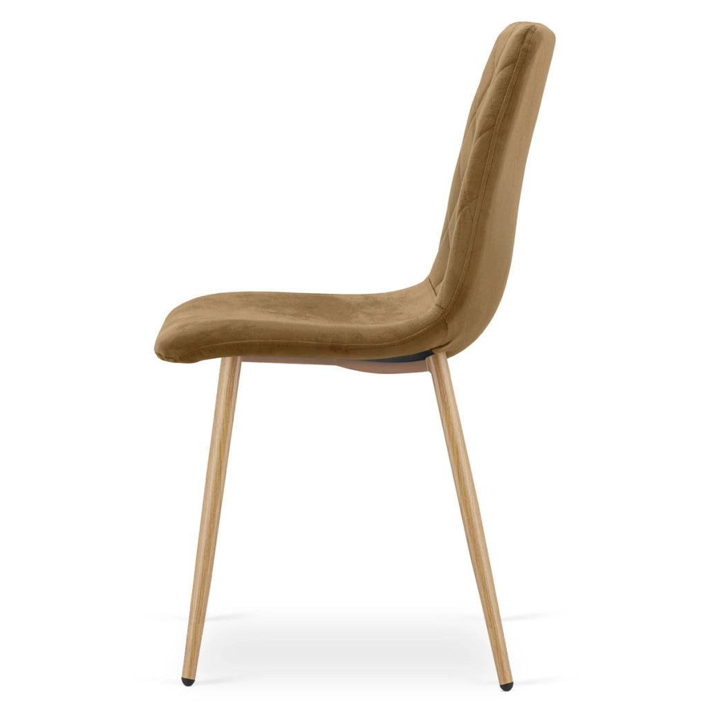 Set di 2 sedie Turin in velluto marrone e gambe effetto legno
