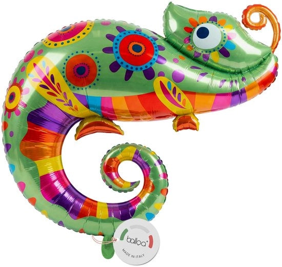 Folone XXL Kameleon - Balloone di Helio - Tema Animale - Decorazione di Festa - Festa Tematica Jungle - Materiale Sostenibile - Balloone da Sorpresa 89 cm - Decorazione di Festa