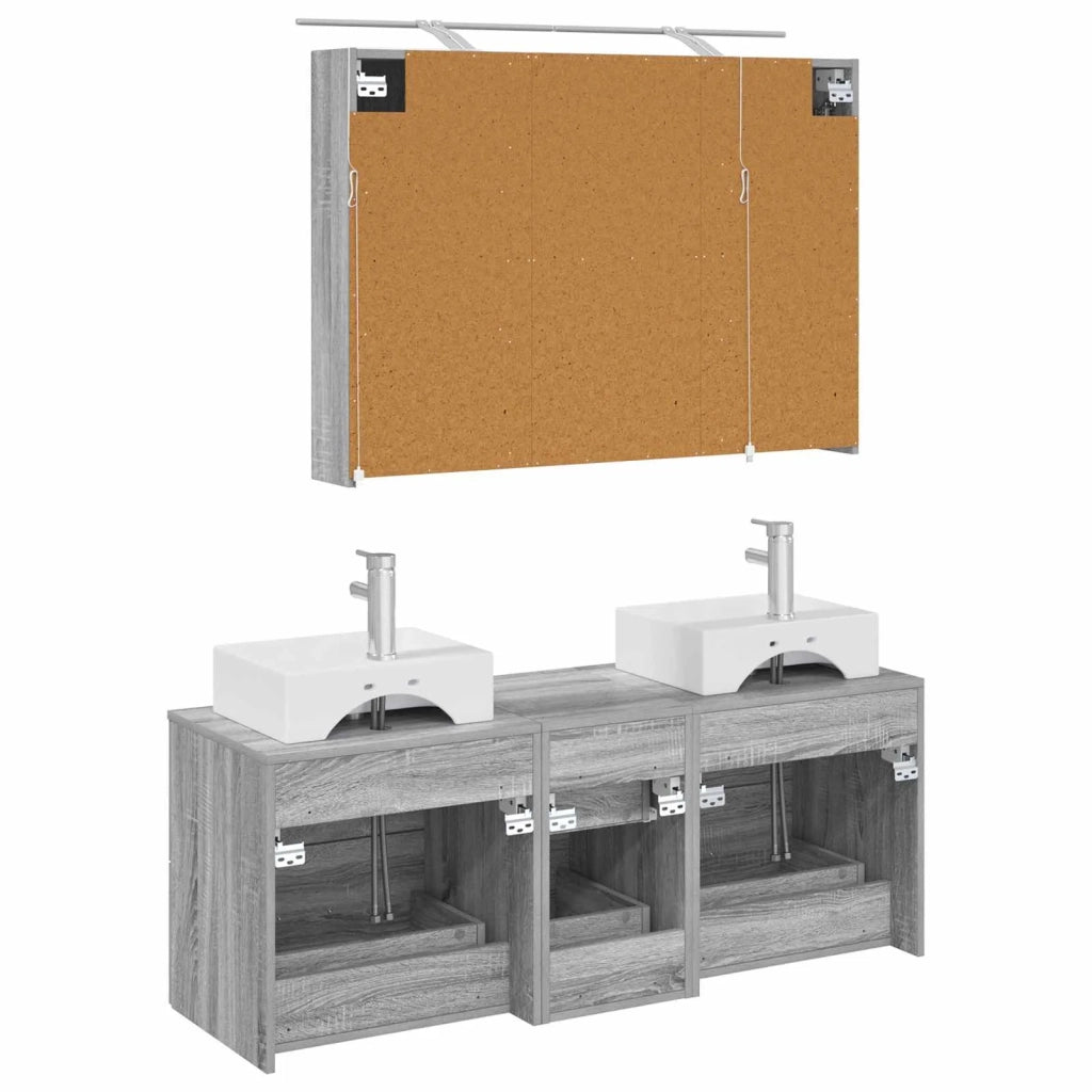 Set di mobili per il bagno 4 pcs Sonoma grigio 3406820