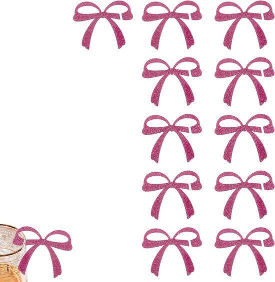 Accessori per Vino - Set di 12 Drappi per Calici da Vino - Accessorio per Matrimoni e Feste di Addio al Nubilato - Rosa