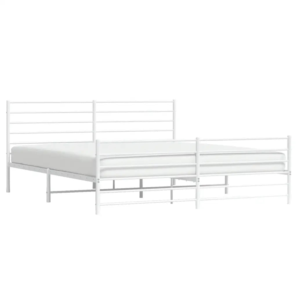 Giroletto con Testiera e Pediera-Struttura Letto Metallo Bianco 193x203 cm 553795