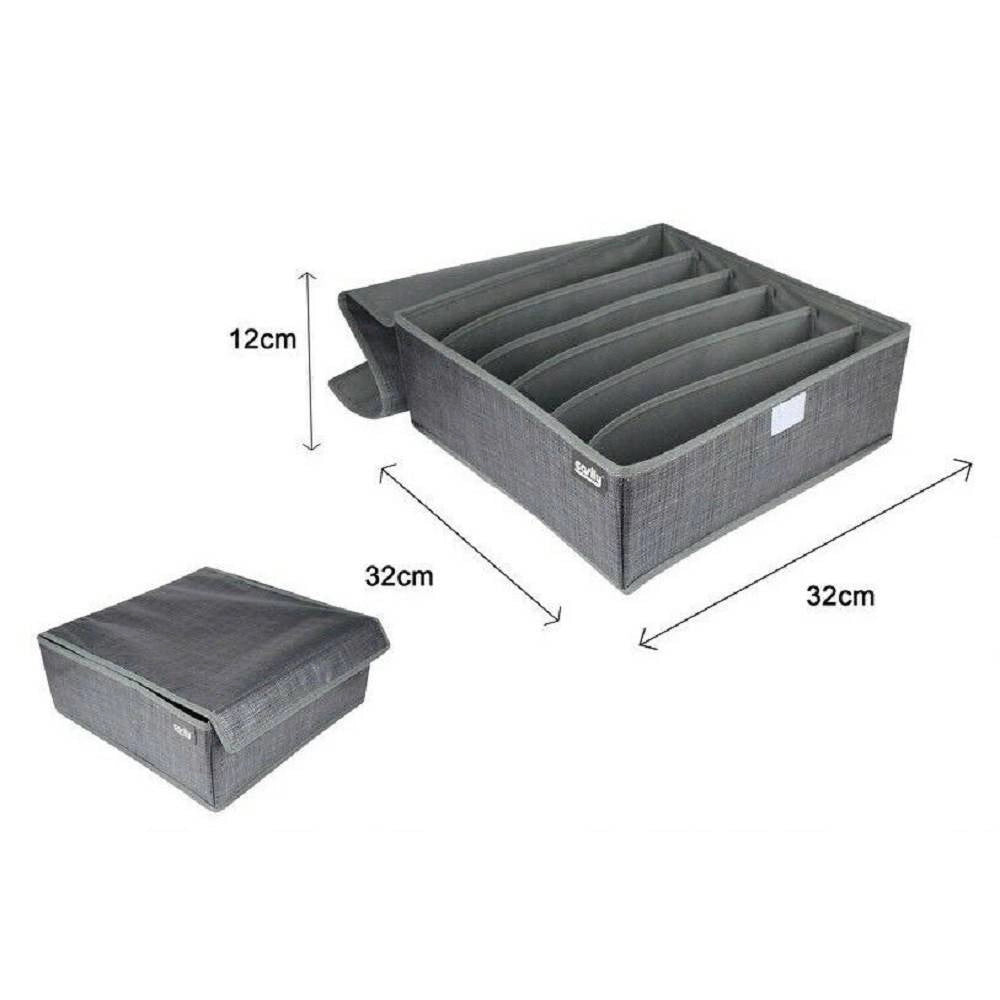 Trade Shop - Portaoggetti Tessuto Organizer Contenitore Biancheria 6 Posti 32x32x12 Cm 69716 -