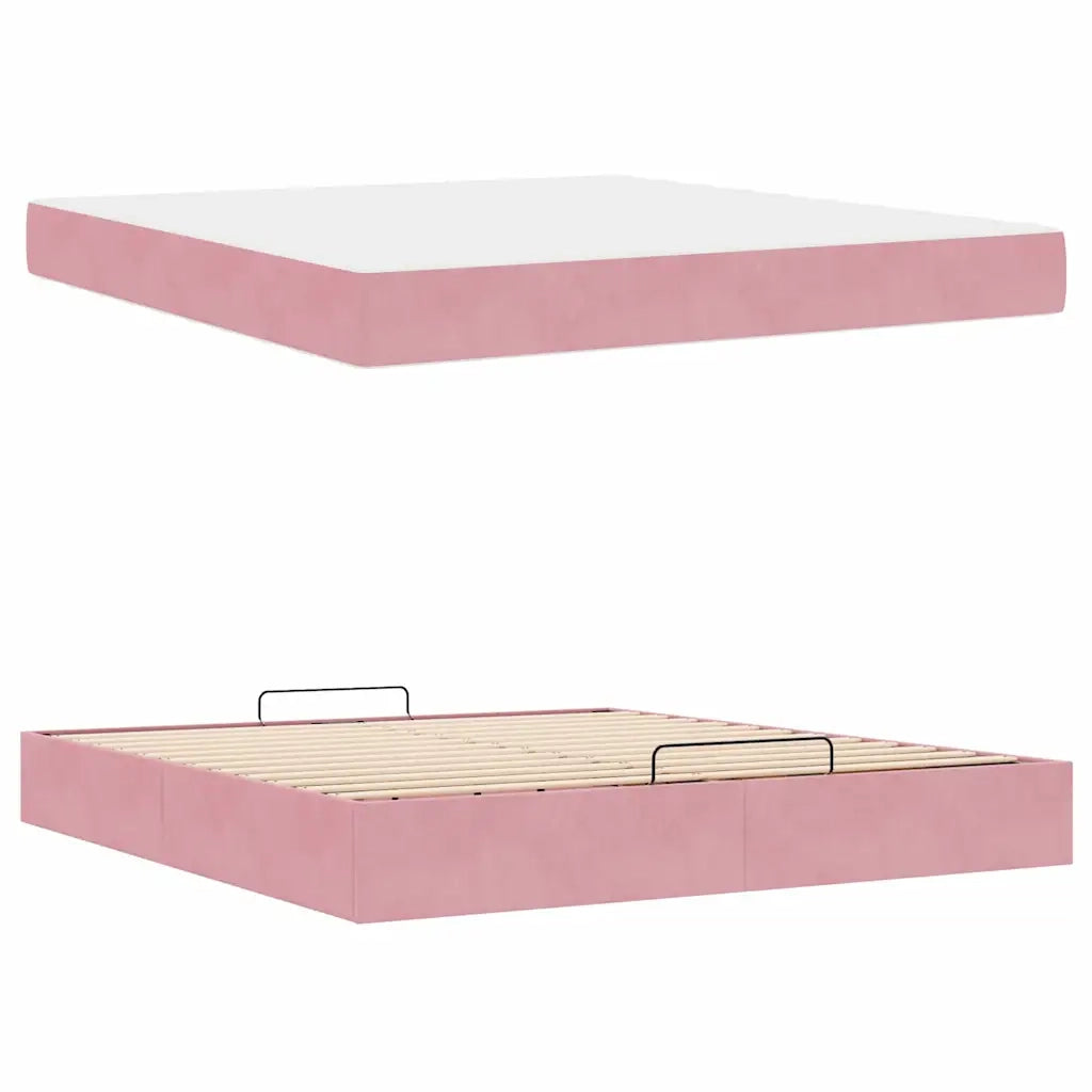 Struttura letto con materasso 2 pcs Rosa Velluto 3399581