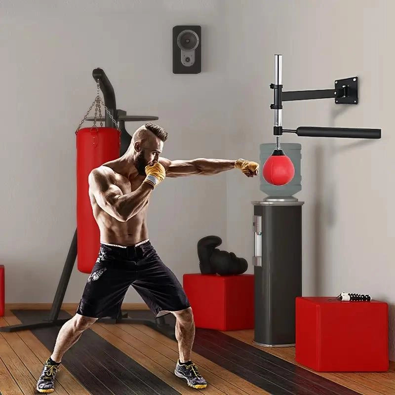 SPEED BAG A PARETE PER BOXE E MMA AD ALTEZZA REGOLABILE CON ASTA ACCIAIO E PU 79X72X20 CM ROSSO