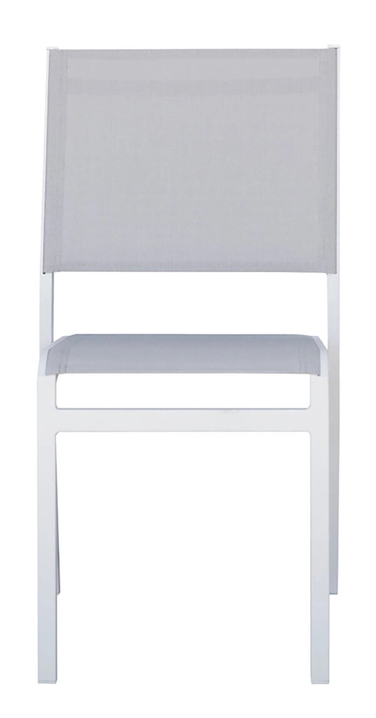 Cheonda - Sedia Pola in alluminio e textillene Greenwood Materiale: Alluminio, Colore: Bianco e grigio chiaro