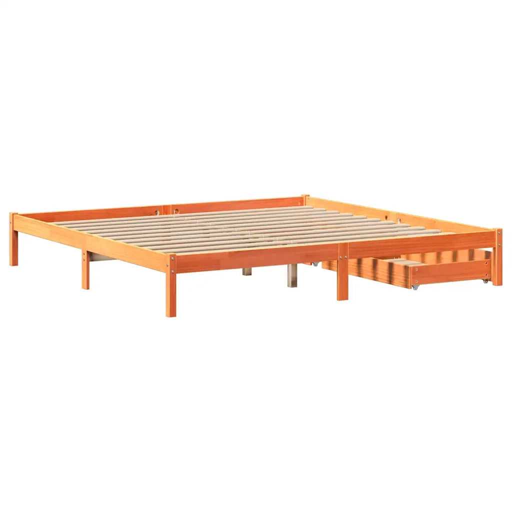 Letto matrimoniale | Letto per adulti | Letto senza Materasso Marrone Cera 200x200 cm in Legno di Pino