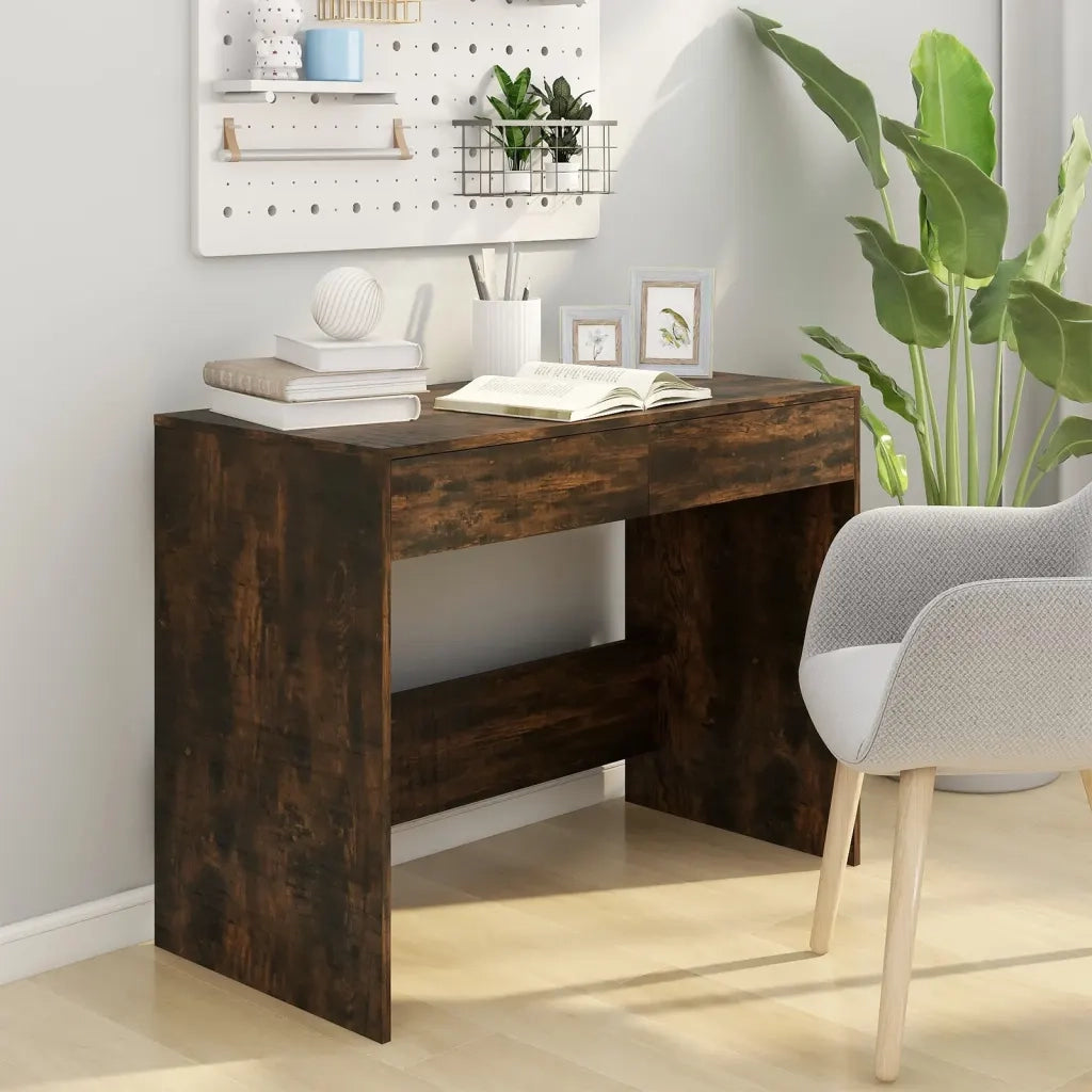 Scrivania | Tavolo da Ufficio Rovere Fumo 101x50x76,5 cm in Truciolato