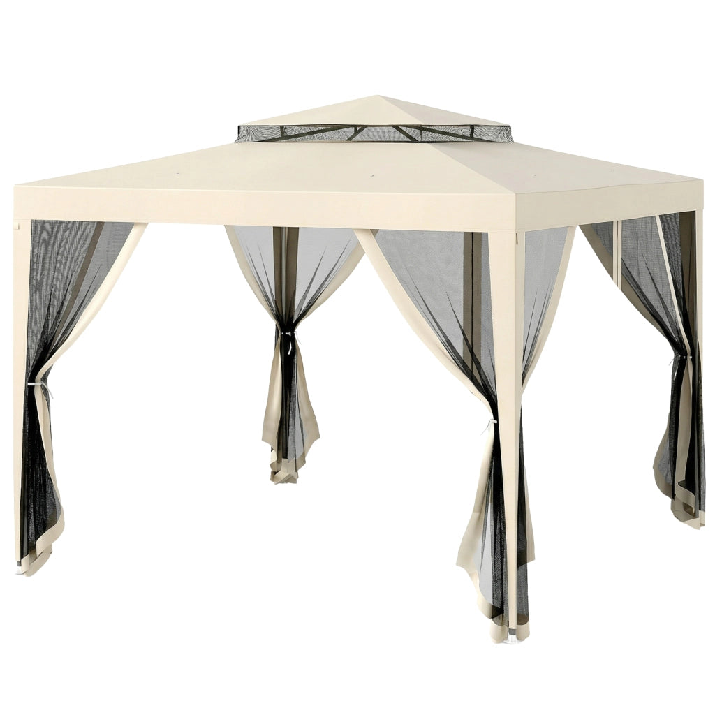 Tenda da giardino ¨C zephmum ¨C beige 3x3 m con 4 zanzariere amovibili e doppio tetto