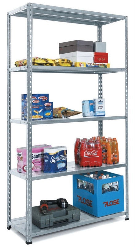 SCAFFALE IN KIT 5 RIPIANI LAMIERA DI ACCIAIO GRIGIO 40X120X196H