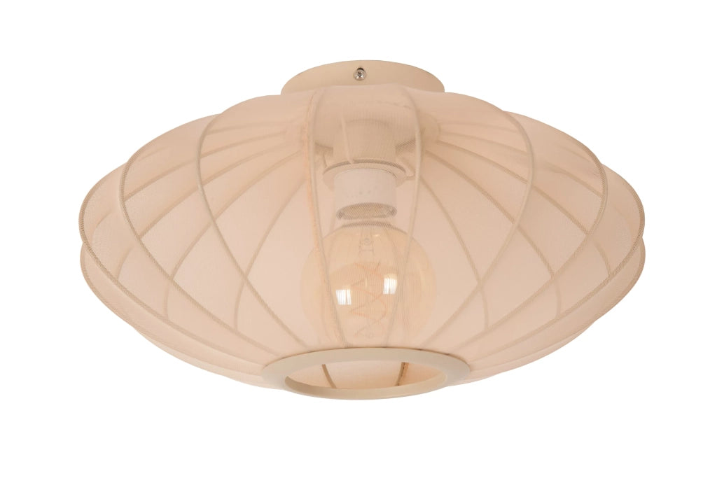 Plafoniera ovale tessuto beige Corina E27 40W Lucide