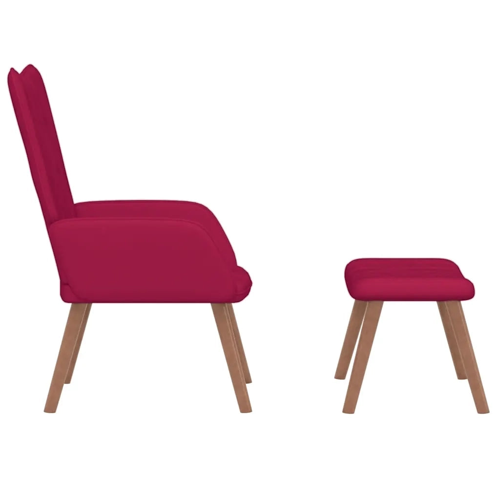 Poltrona Relax con Poggiapiedi Rosso Vino in Velluto 327671