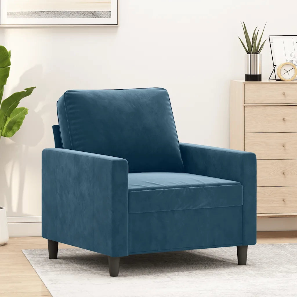 Divano Sedia-Poltrona Blu 60 cm Velluto 597584