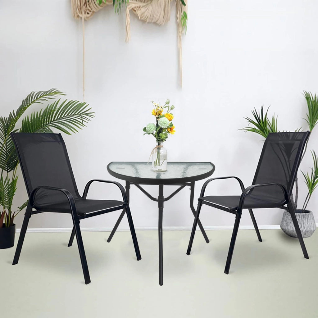 Set bistrot da balcone Island con tavolo a semicerchio e 2 sedie Sofia