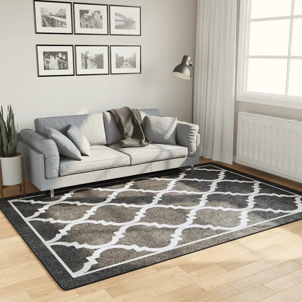 Tappeto Lavabile Nero e Bianco 160x230 cm 136606