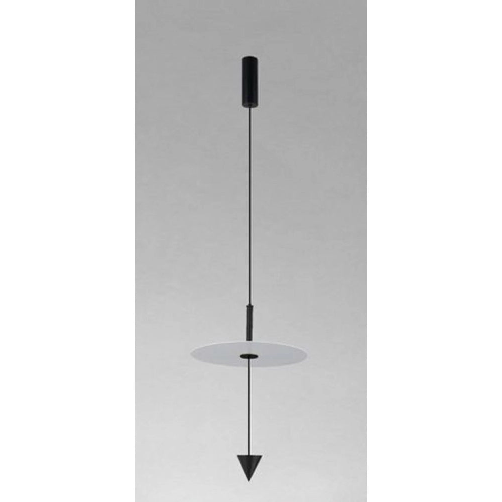 Trade Shop - Lampadario A Sospensione Lampada 12w Luce Led 6500k Disco Bianco ø23cm Cono Nero 32009 -