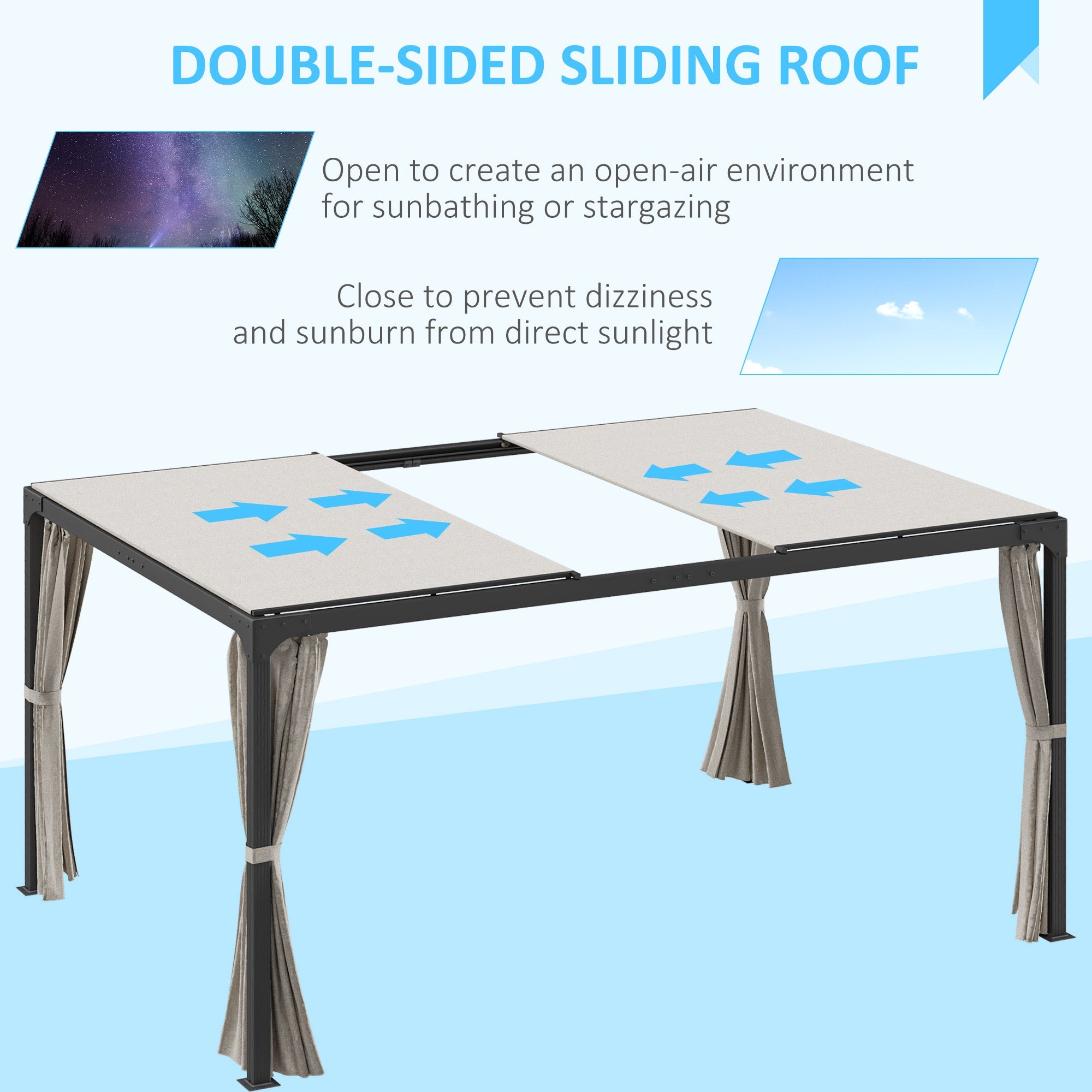 Pergola da Giardino 3x3m con Tende in Alluminio e Acciaio Beige