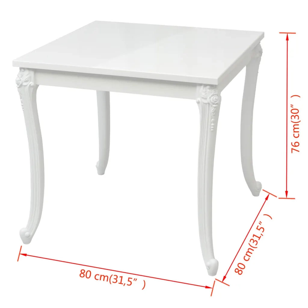 Tavolo da Pranzo | Tavolo da cucina 80x80x76 cm Bianco Lucido