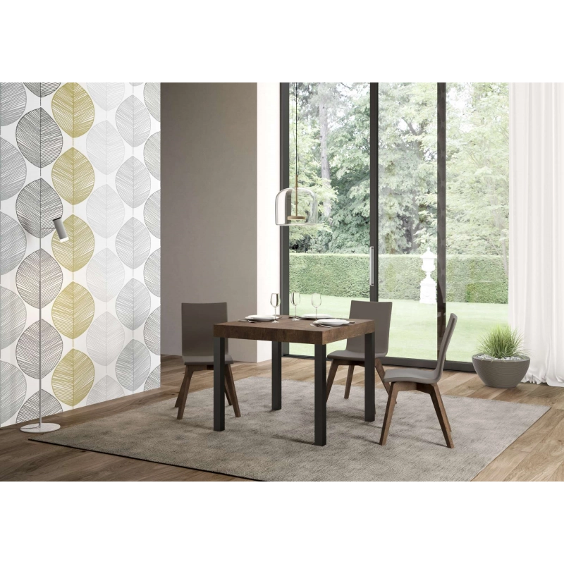 Tavolo allungabile 90x90/246 cm Everyday Premium telaio Antracite - Noce