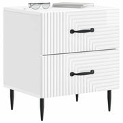 Comodino | Armadio da Notte | Mobiletto da notte con cassetto Bianco Lucido 43 x 34,5 x 47,5 cm
