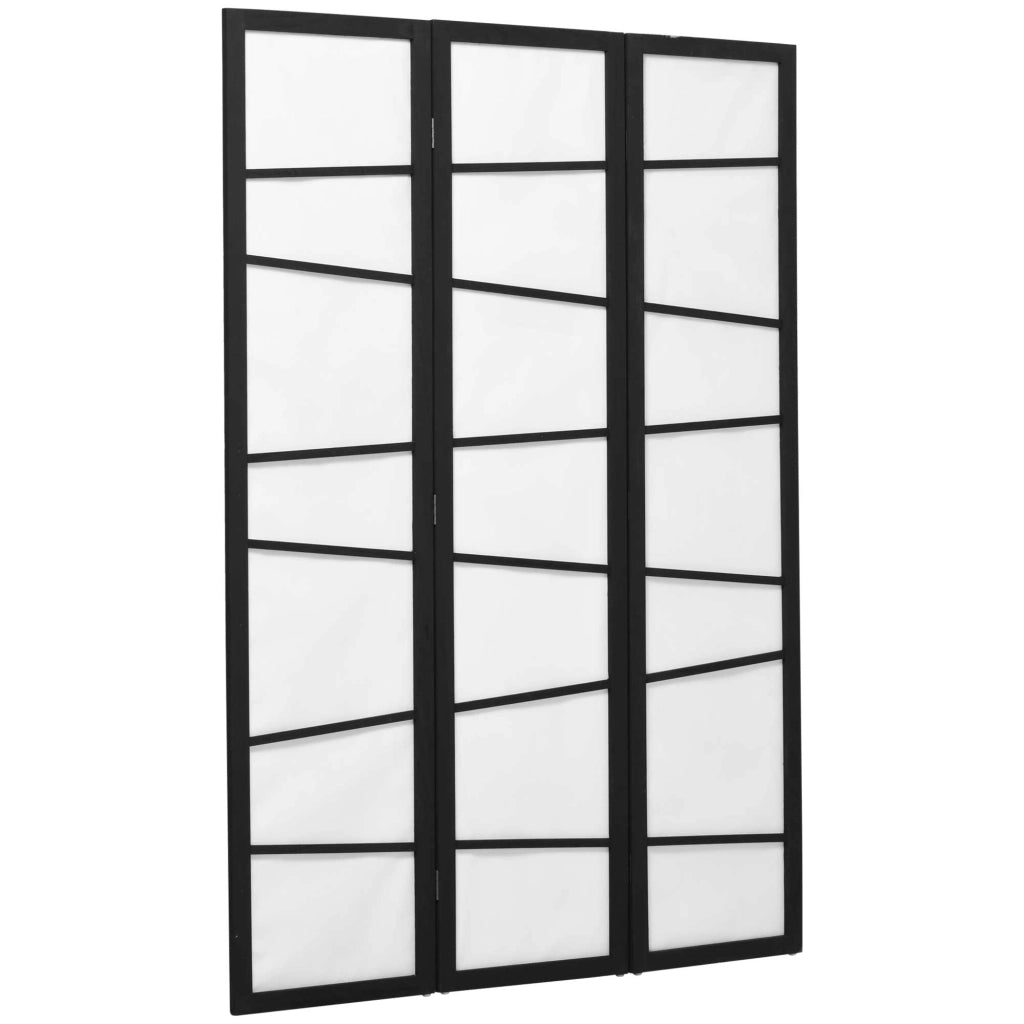 Paravento Separ¨¨ a 3 Pannelli Pieghevole in Legno, 120x170cm, Nero e Bianco
