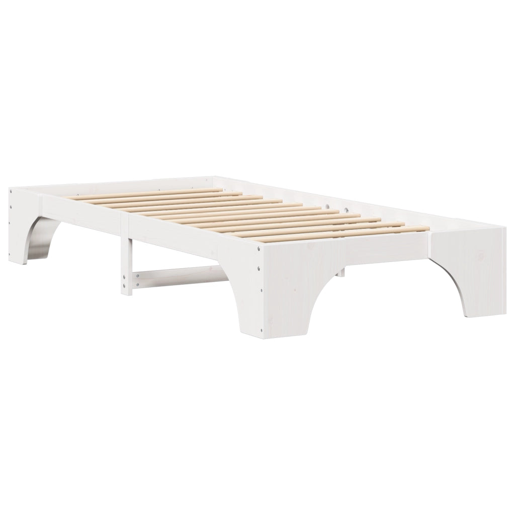 Letto Singolo Bianco Legno Massello di Pino 75 x 190 cm Moderno