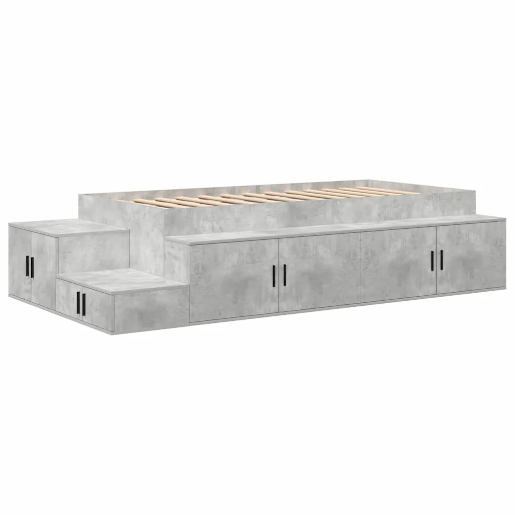 Struttura letto con contenitore Grigio cemento 75 cm 3335592
