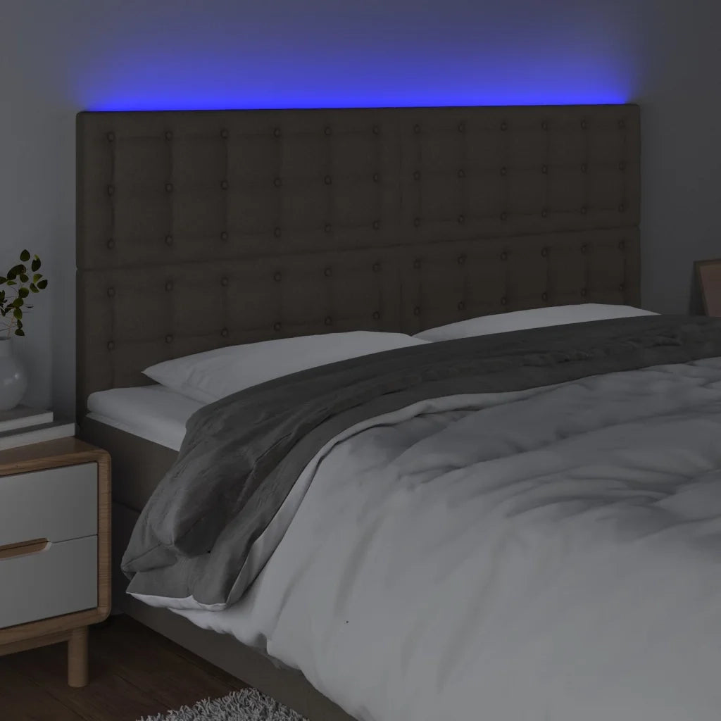Testiera | Testata a LED tortora 200x5x118/128cm in Tessuto