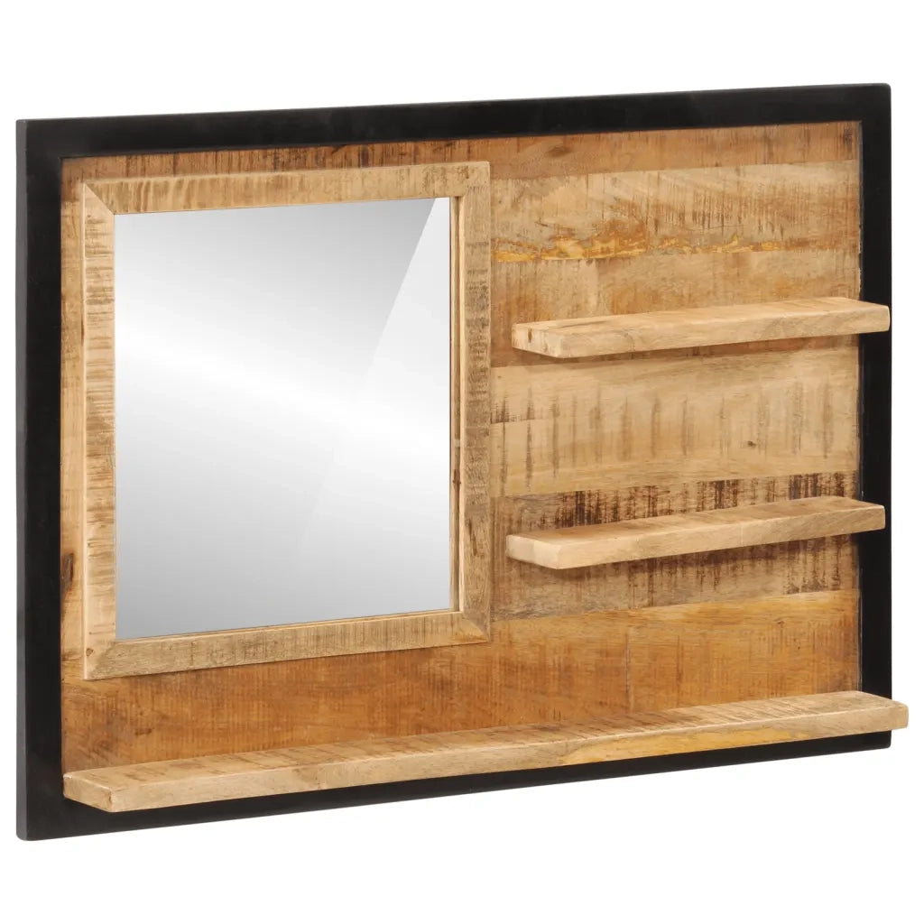 vidaXL Specchio con Ripiani 80x8x55 cm Vetro e Legno Massello di Mango