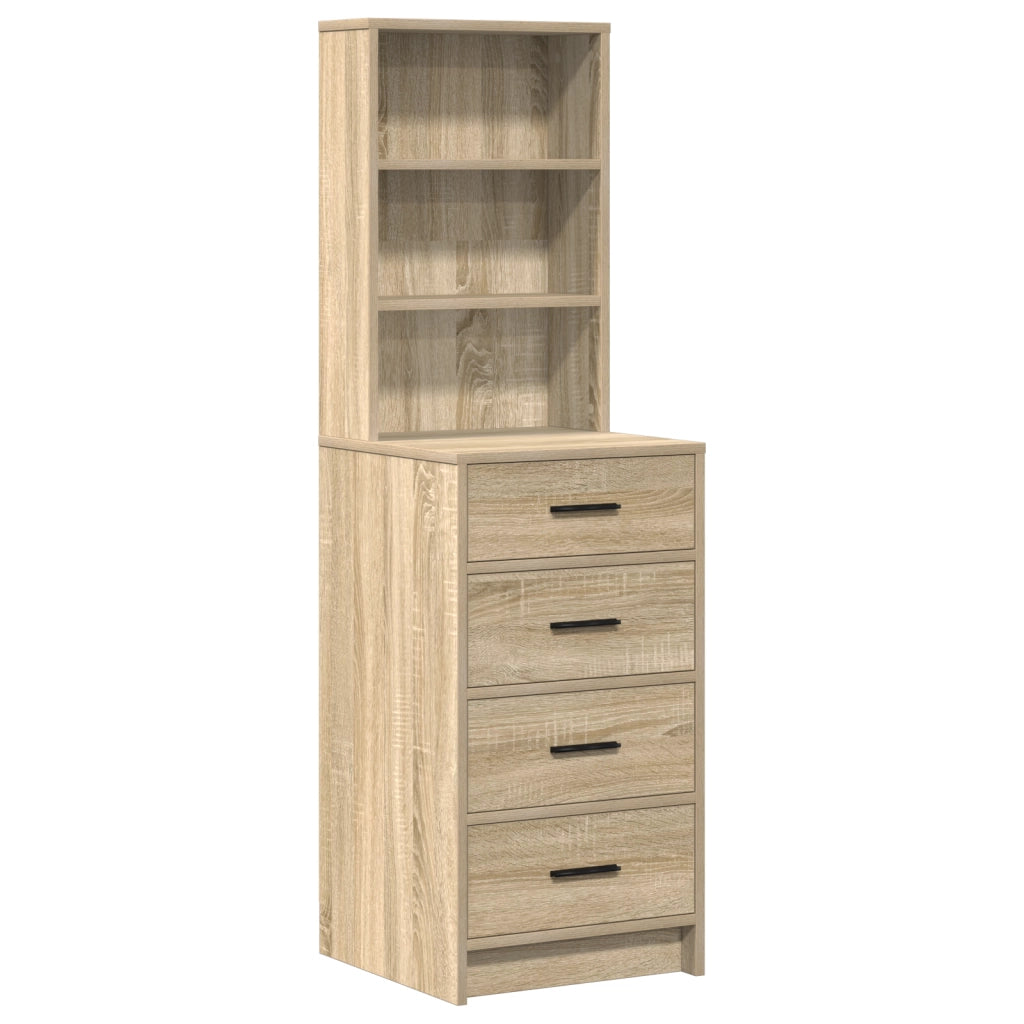 Set da Toeletta di 3 Pezzi vitaXL con LED in Legno Ingegnerizzato Rovere Sonoma