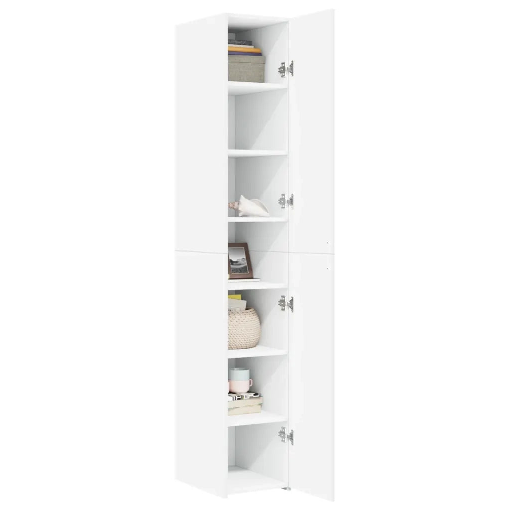 Credenza-Buffet-Armadio da cucina Bianca 30x42,5x185 cm in Legno Multistrato 579256