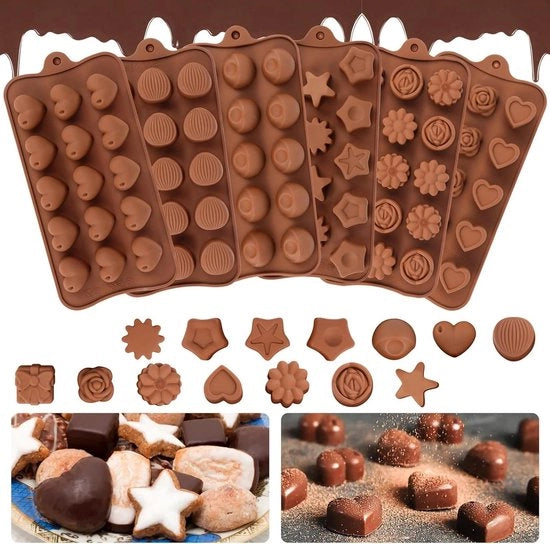 Forme di cioccolato in silicone - forme a bonbon 3D - 6 pezzi - antiaderente