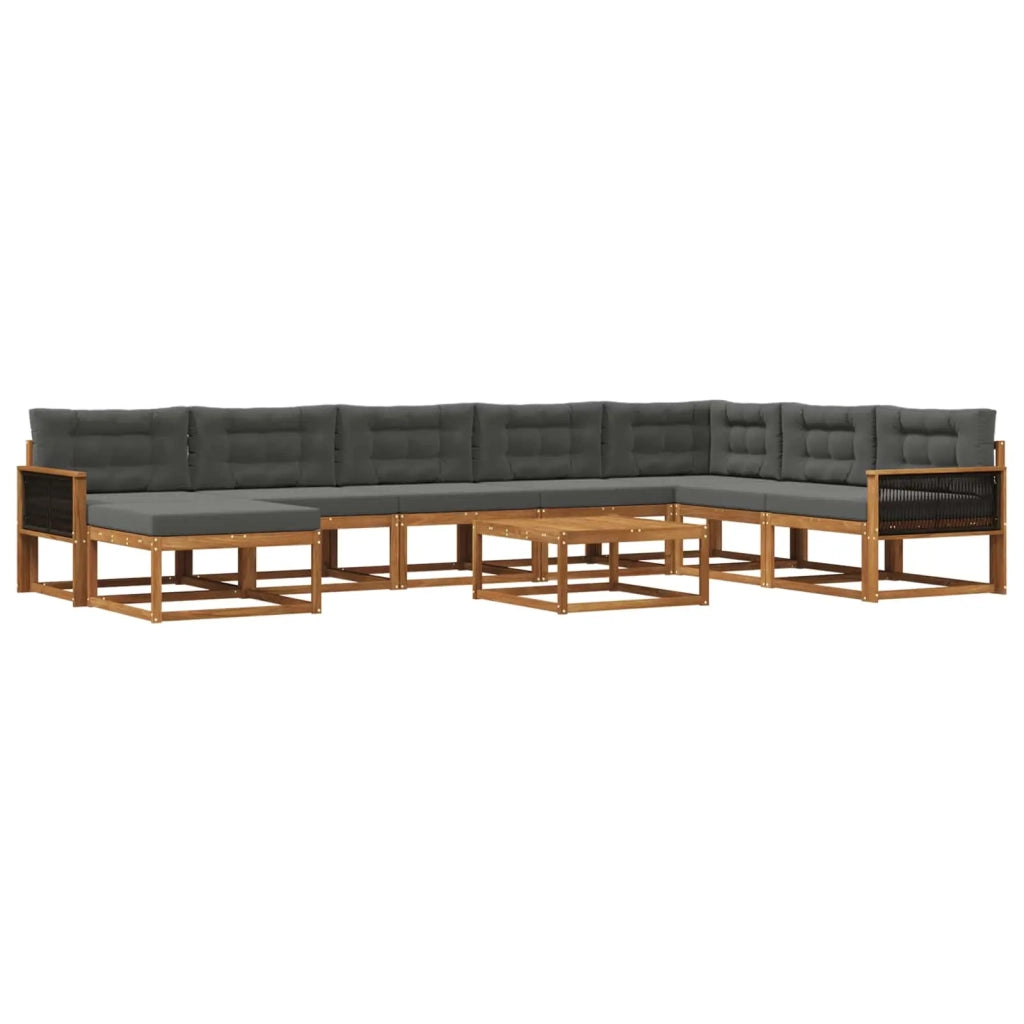 Set di divani da esterno con cuscino 9 pcs Naturale e Antracite