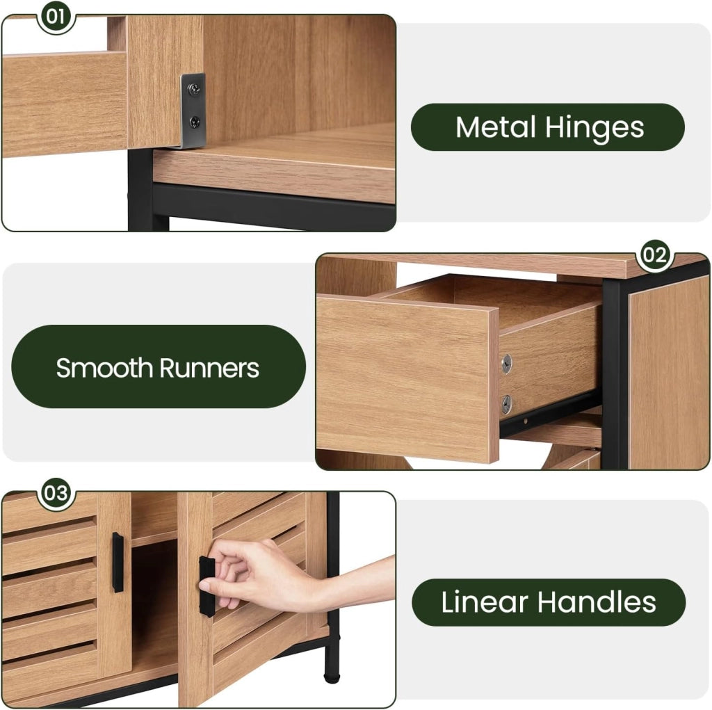 Mobiletto, Mobile Lavabo, Mobile Bagno, con 1 Cassetto Grande, 2 Ante a Ribalta, Ripiano Regolabile, MDF, 60x30x60cm, Rovere Chiaro