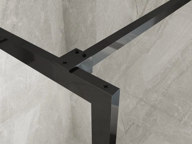 Parete Doccia Walk-In in Cristallo 8 mm Anticalcare Profilo Nero Stampa a riquadro - Misura : 120 x H195 cm 
