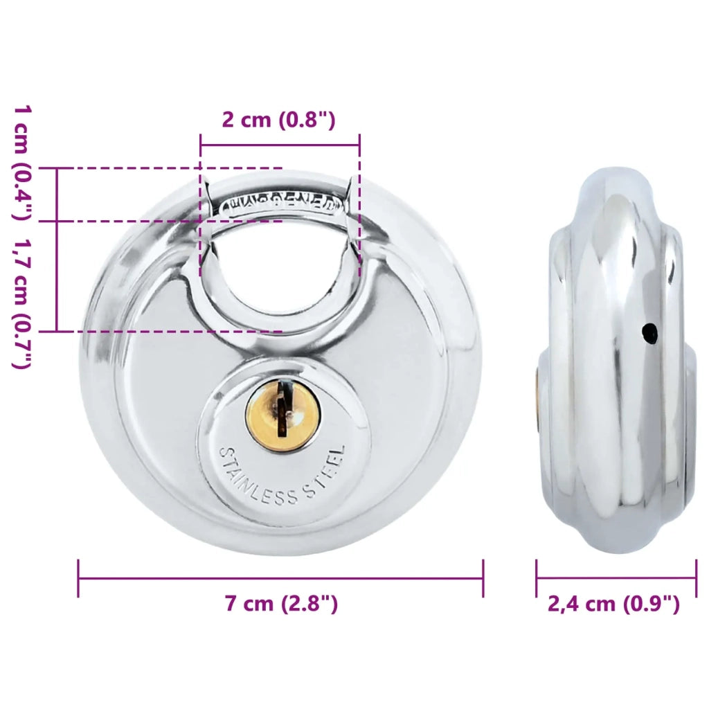 Lucchetti Discus con Chiavi 2 pz Argento 7 x 2.4 x 7 cm CFW5764652