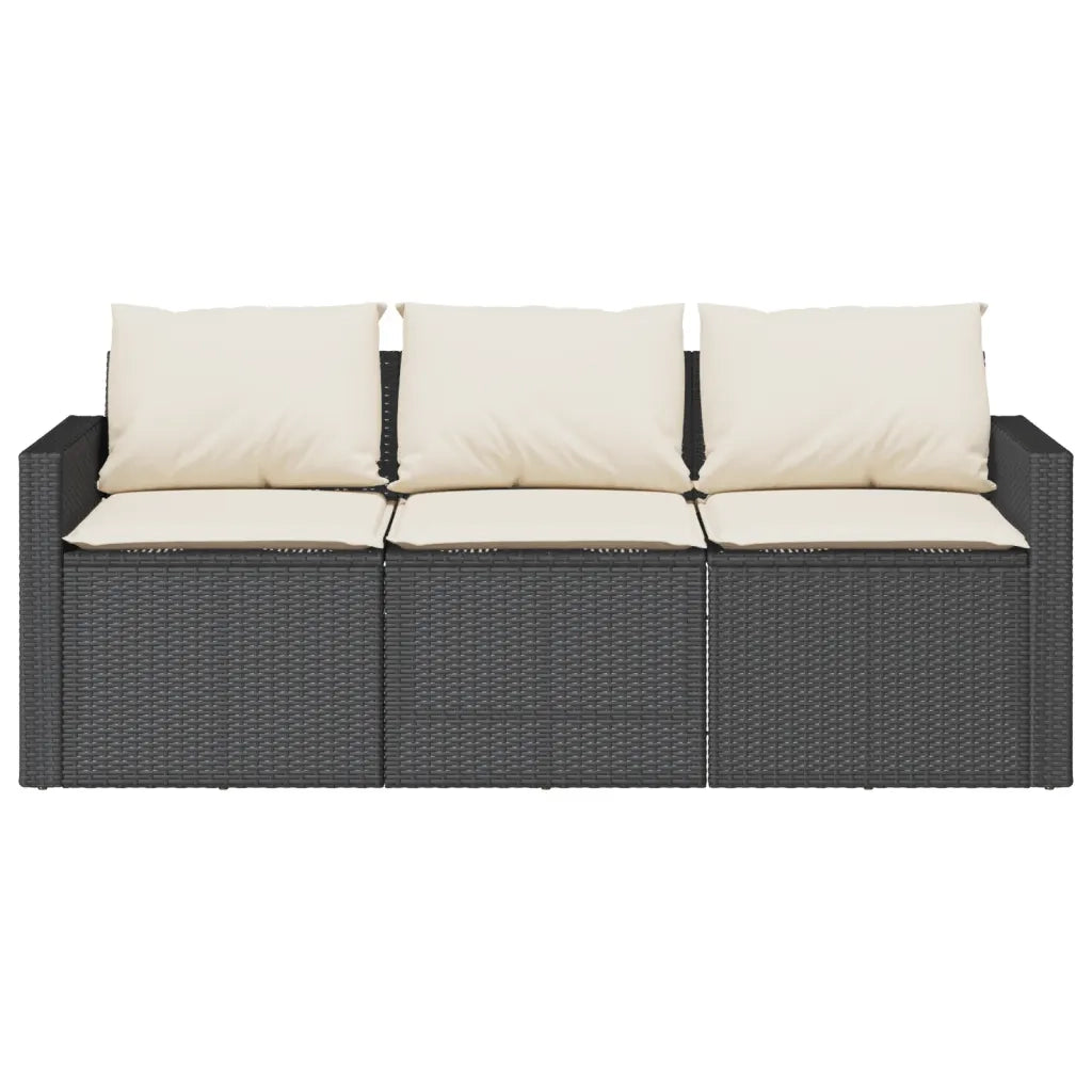 Set da Pranzo da Giardino 2 pz | Set Salotto da Giardino con Cuscini Nero in Polyrattan