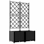 Set di 2 fioriere da giardino moderne da esterno 80 x 40 x 143 cm in acciaio nero 02_0058536