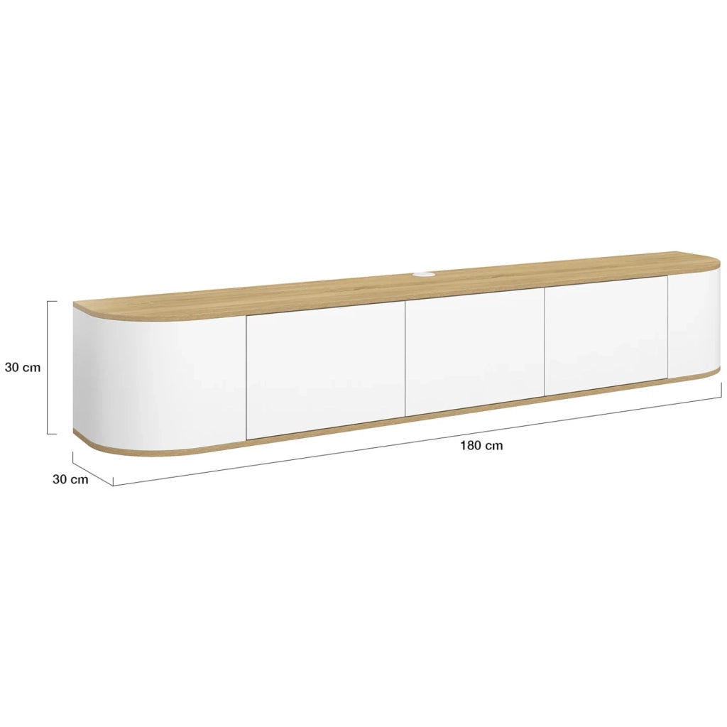 IDMarket - Mobile TV sospeso LEORA 180 cm a 3 ante in legno e bianco