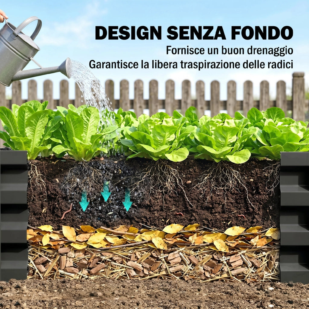 Letti per Orto Rialzato 2 Pezzi ¨C Zephmum ¨C Grigio Acciaio 100x60x30cm