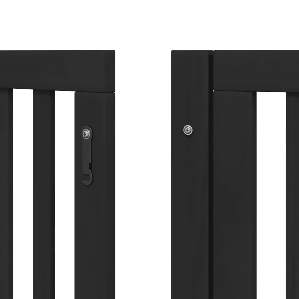 Cancelletto di sicurezza per animali domestici porta pieghevole 12 pannelli legno di pioppo nero 02_0023177